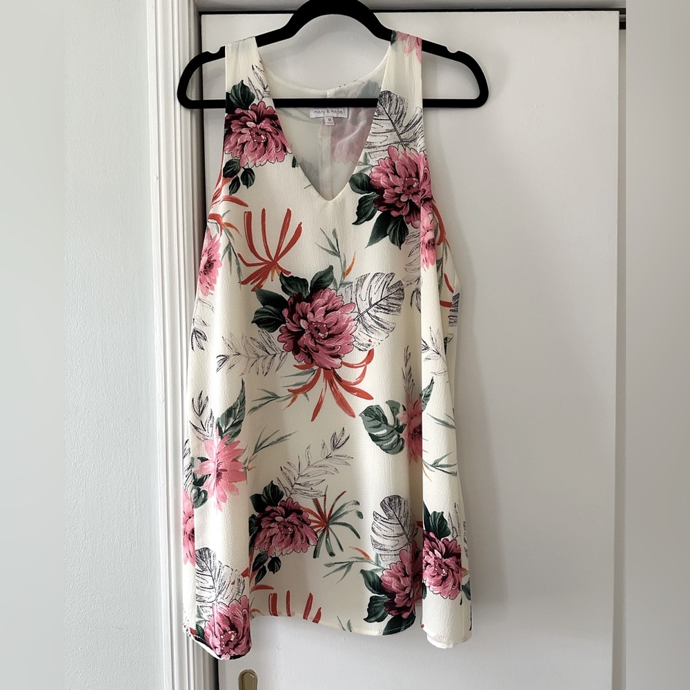Mary & Mabel white floral mini dress, Medium